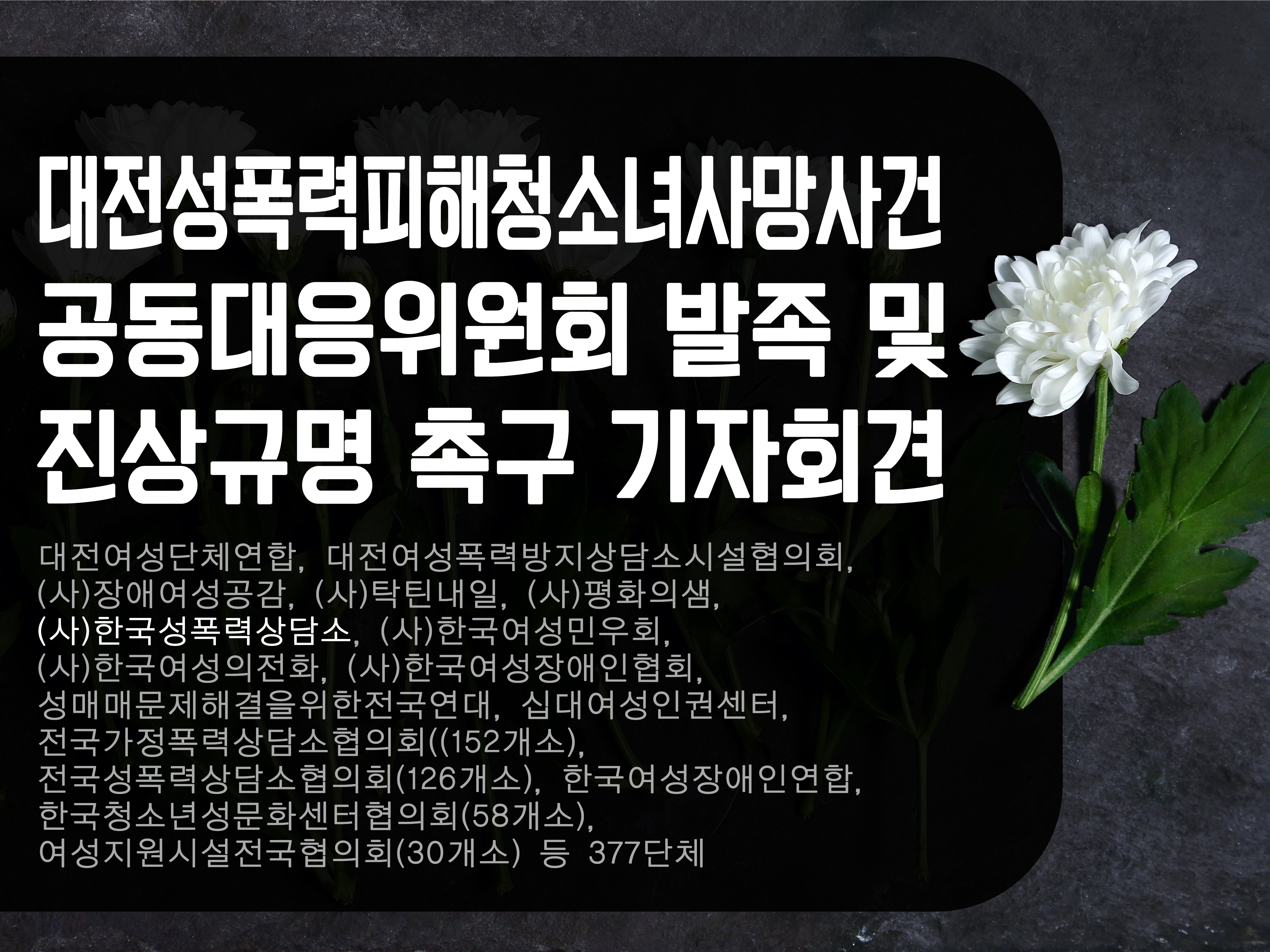 대전성폭력피해청소녀사망사건공동대응위원회 발족 및 진상규명 촉구 기자회견 후기